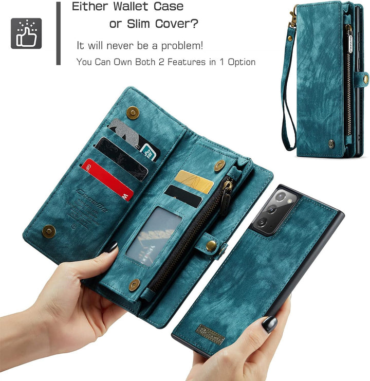 UFinetech 2-in-1 Luxus Samsung Galaxy Note 20 Hülle Case Tasche Magnetische Gute Flip Kartenfach Ket