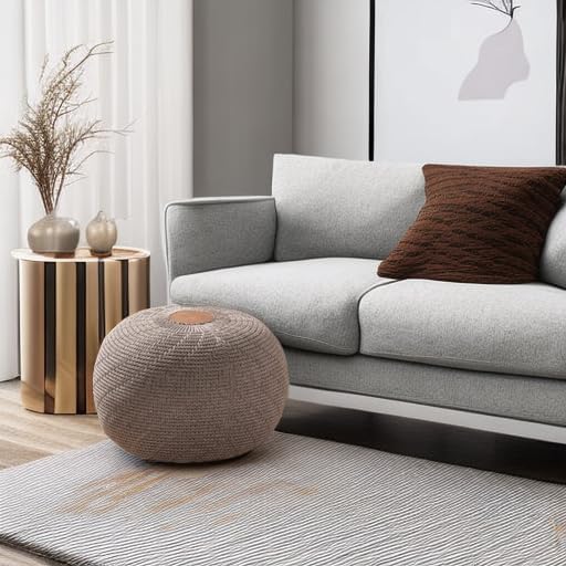 ENGLISH HOME Pouf Hocker, Rund Sitzpouf, Sitzhocker, Sitzpuff, Fusshocker, Strick Puff Hocker für Wo