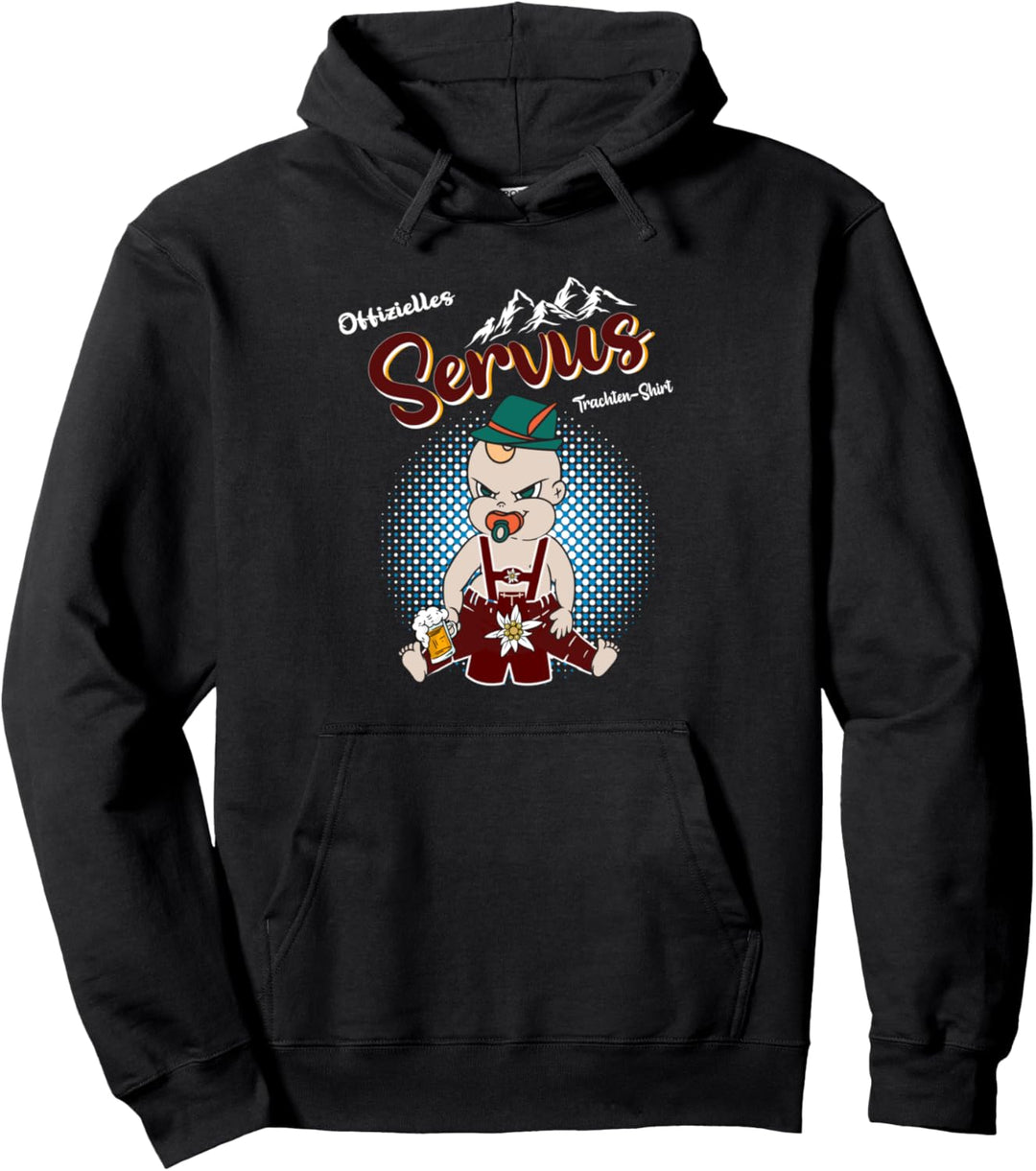Lederhose Tracht Passend für Oktoberfest Spruch Servus Pullover Hoodie