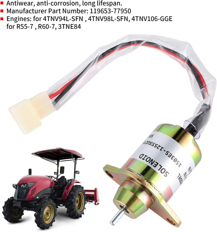 Kraftstoffabsperrmagnet, Absperrventil 119653-77950 Ersatz für 4TNV94L-SFN 4TNV98L-SFN Motor