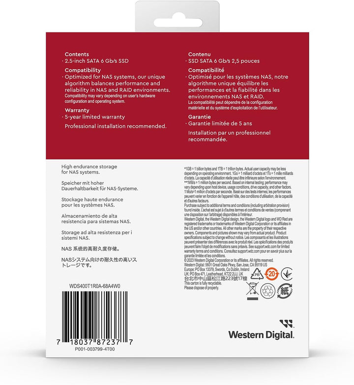 WD Red interne Festplatte 4 TB (3,5 Zoll, NAS Festplatte, 5.400U/min, SATA 6 Gbit/s, NASware-Technol