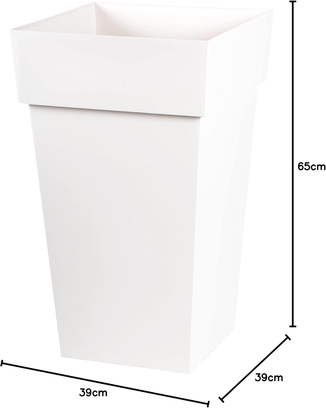 EDA Plastiques Topf Toskana quadratisch weiss – 39 x 39 x 65 cm – 62 L