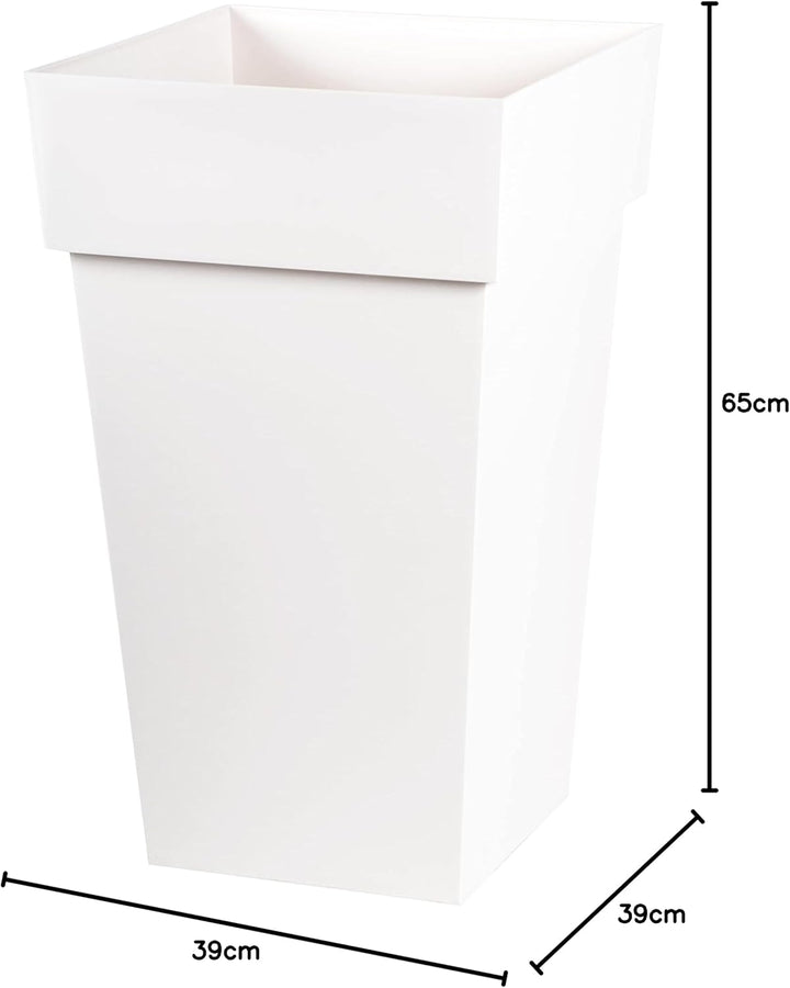 EDA Plastiques Topf Toskana quadratisch weiss – 39 x 39 x 65 cm – 62 L