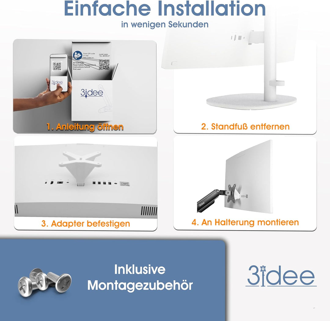 3IDEE VESA Adapter kompatibel mit HP All-in-One PC (24-cr0706ng,27-cr0005ng & mehr) - Monitor Halter