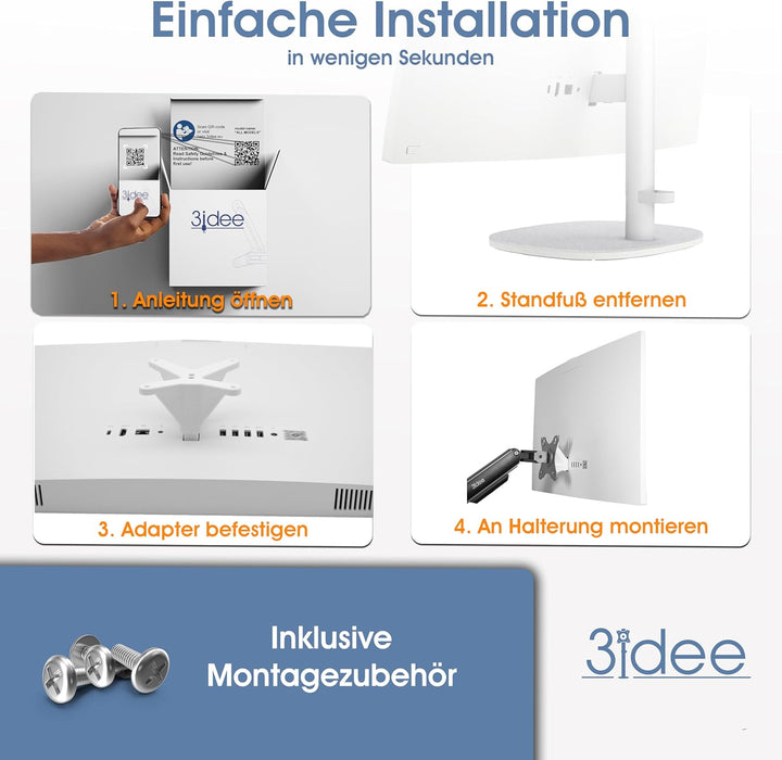 3IDEE VESA Adapter kompatibel mit HP All-in-One PC (24-cr0706ng,27-cr0005ng & mehr) - Monitor Halter