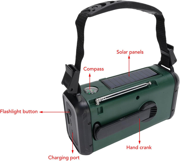SEAFRONT Solar Kurbelradio, 10.000 MAh Notfallradio AM FM NOAA Wetterradio mit Leselicht, LED Tasche