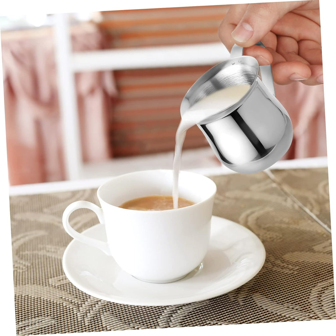 Angoily 3 Stück Edelstahl Milchkanne 90 Ml mit Spitzem Ausguss und Bequemem Griff für Espresso Kaffe