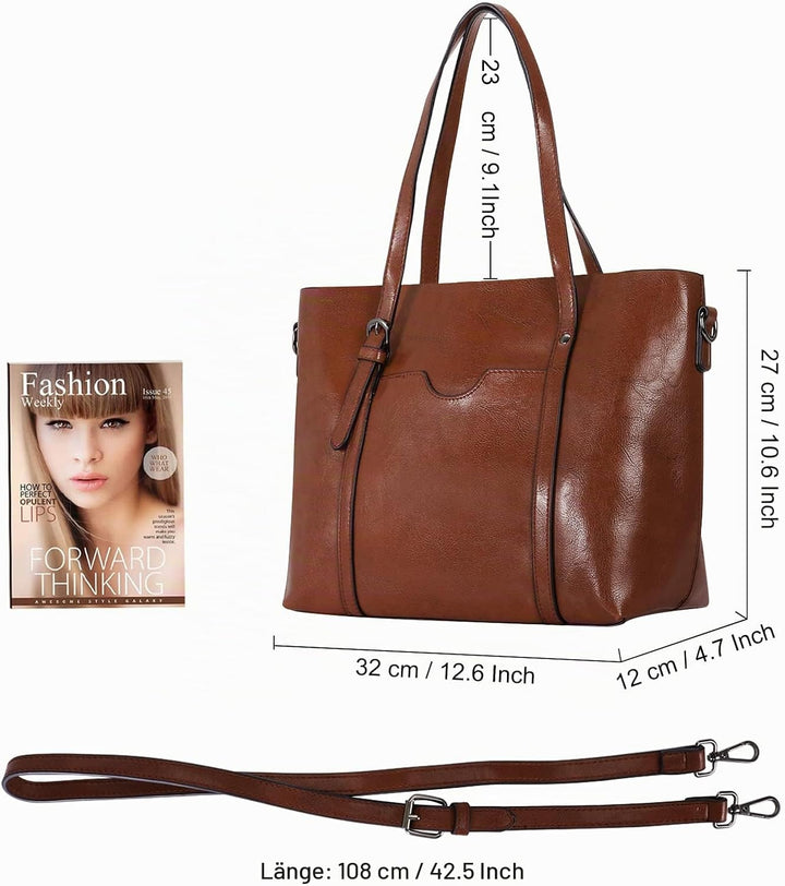 HAWEE Damen Crossbody Handtasche Grosse Shopper Umhängetasche Kunstleder Tote Schultertasche Mode He