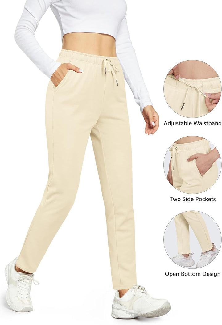 OUGES Jogginghose Damen Sporthose Lang Hose Baumwolle Freizeithose Trainingshose mit Taschen für Fra