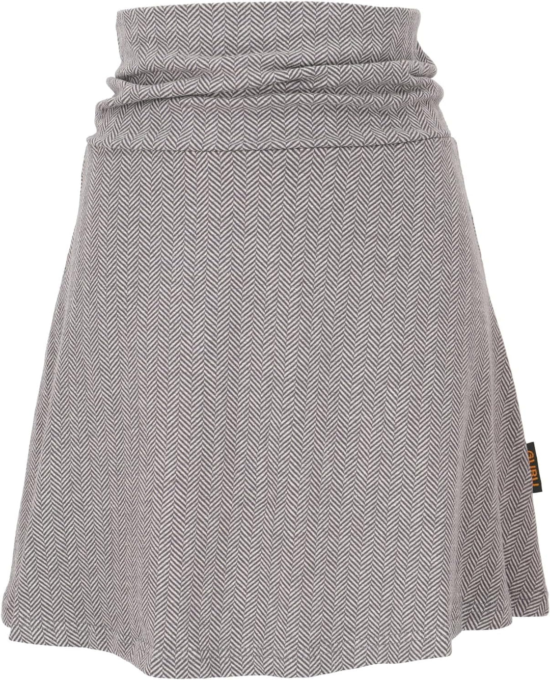 GURU SHOP Minirock aus Bio-Baumwolle, Tellerrock Herbstlaub Print Organic, Damen, 38 Grau