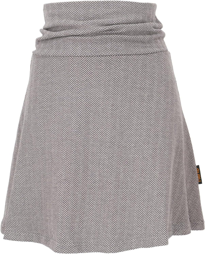 GURU SHOP Minirock aus Bio-Baumwolle, Tellerrock Herbstlaub Print Organic, Damen, 38 Grau