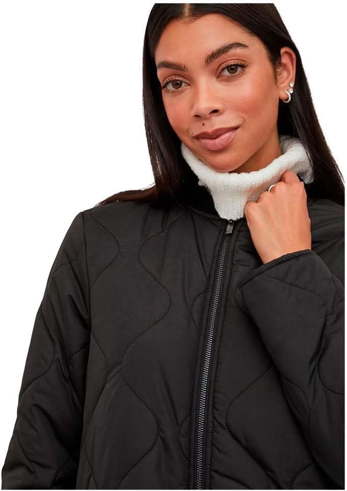 Vila Damen Vimanon Quilted Jacket-Noos Mantel 36 Schwarz, 36 Schwarz