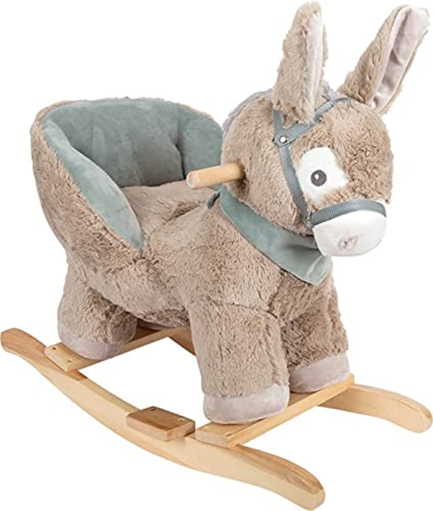 small foot Schaukeltier Esel mit Sitz, für Kinder ab 12 Monaten, aus Plüsch und Holz und mit Griffen