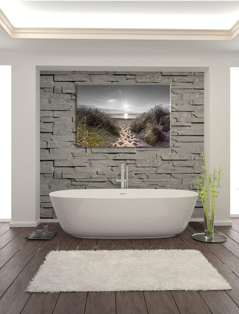 Pixxprint der Weg ins Meer als Leinwandbild/Grösse: 100x70 / Wandbild/Kunstdruck/fertig bespannt, 10