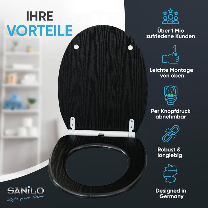 Sanilo WC Sitz mit Absenkautomatik, viele schöne Holz Toilettendeckel zur Auswahl, hochwertige und s