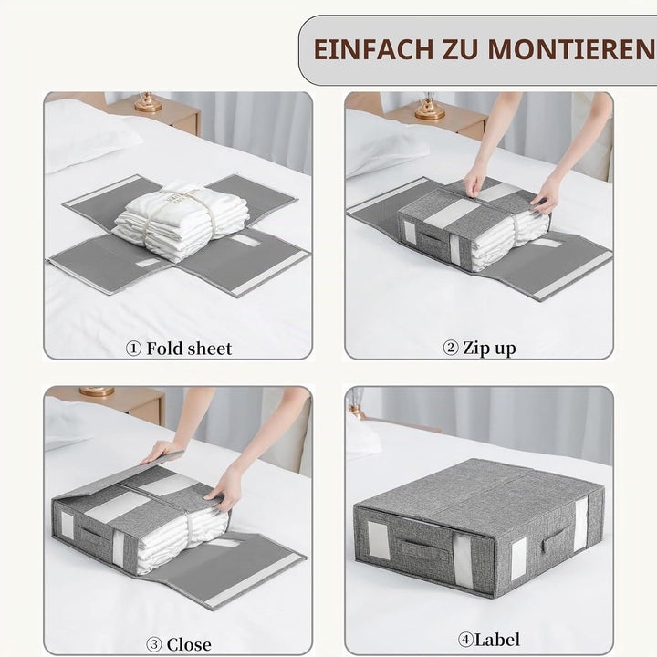 2 Stück Aufbewahrungstasche für Bettlaken, Faltbare Bettwäsche Aufbewahrung Organizer, Unterbett Auf