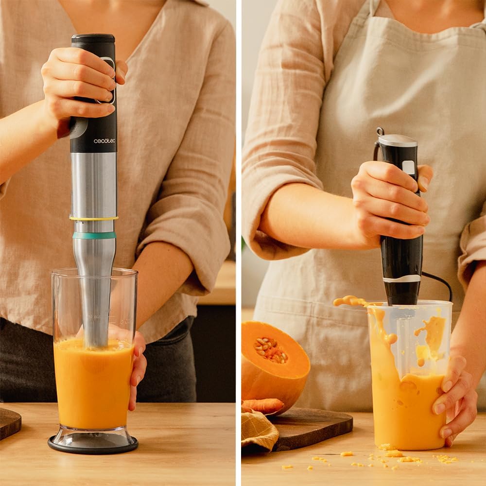 Cecotec Stabmixer Katana TotalDestroy 1500XL GY. 1500 W, 21 Geschwindigkeiten und Turbo, 4 Klingen m