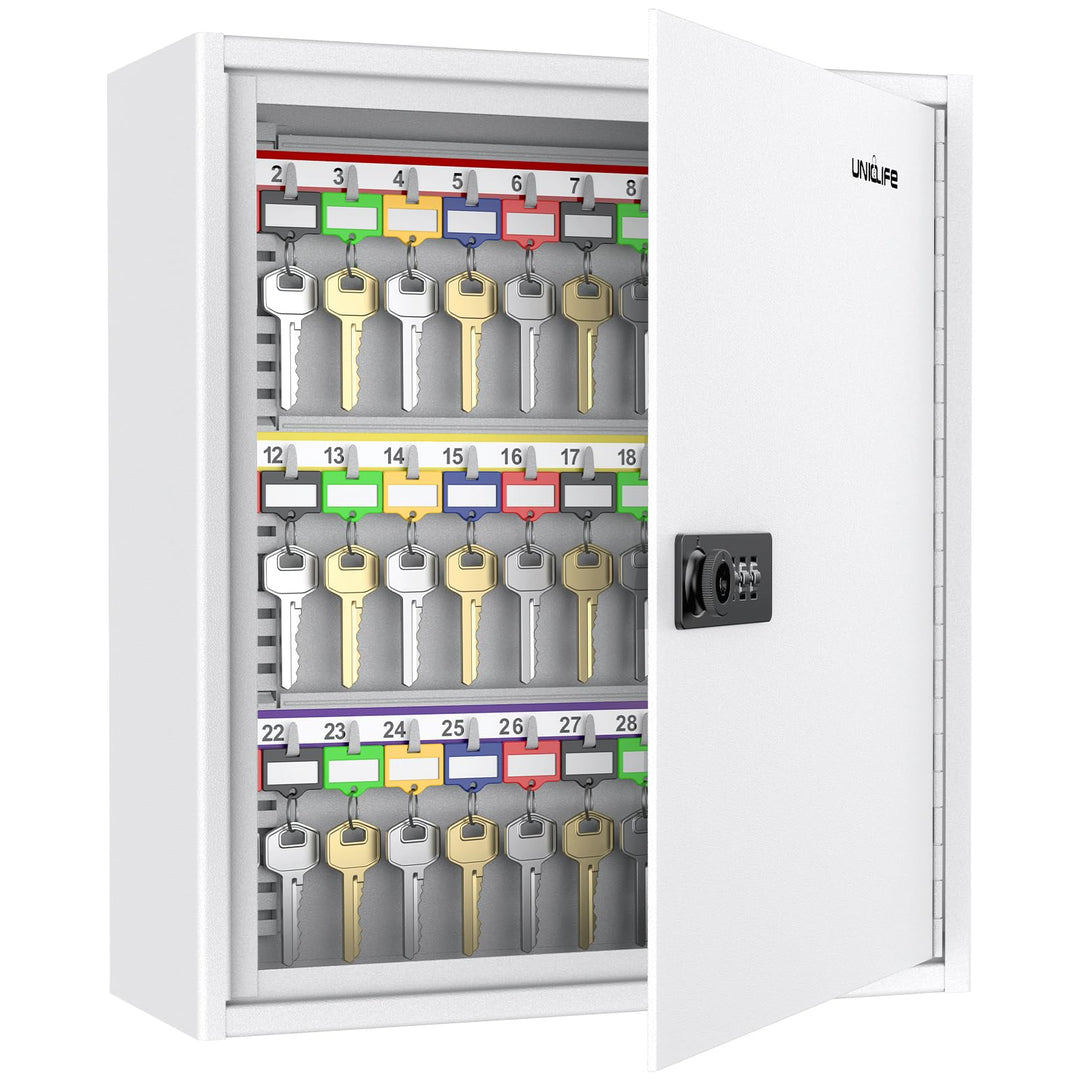 Uniclife Schlüsselschrank 60 Fach mit Zahlenschloss und Schlüssel resettbar digitaler Sicherheitstre