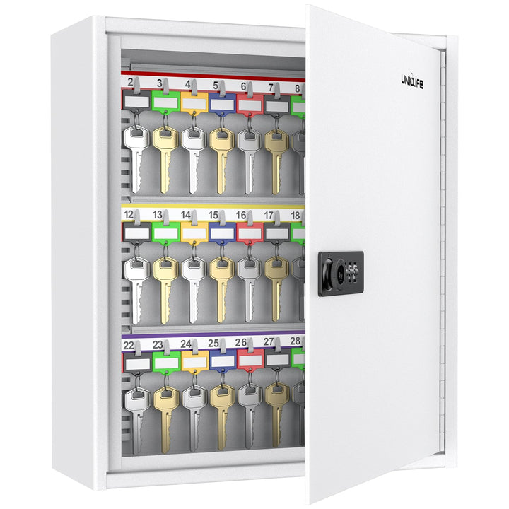 Uniclife Schlüsselschrank 60 Fach mit Zahlenschloss und Schlüssel resettbar digitaler Sicherheitstre