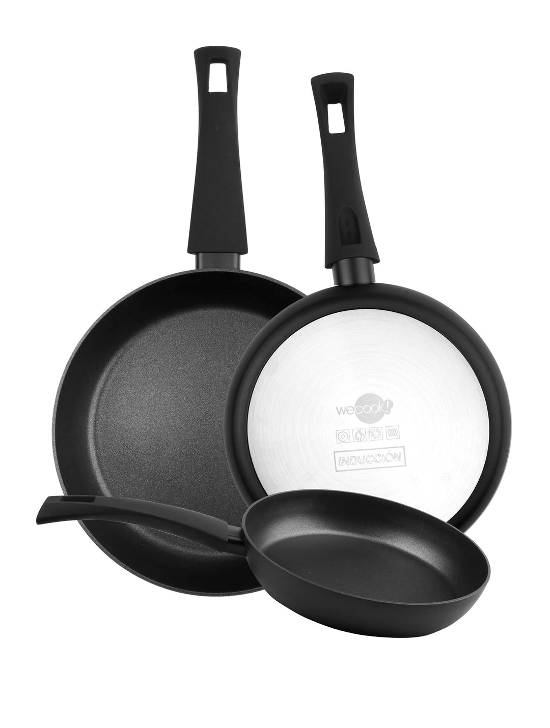 WECOOK! Ecogreen Pfannen-Set, antihaftbeschichtet, 3-teilig, 20/24 / 28 cm, aus gepresstem Aluminium