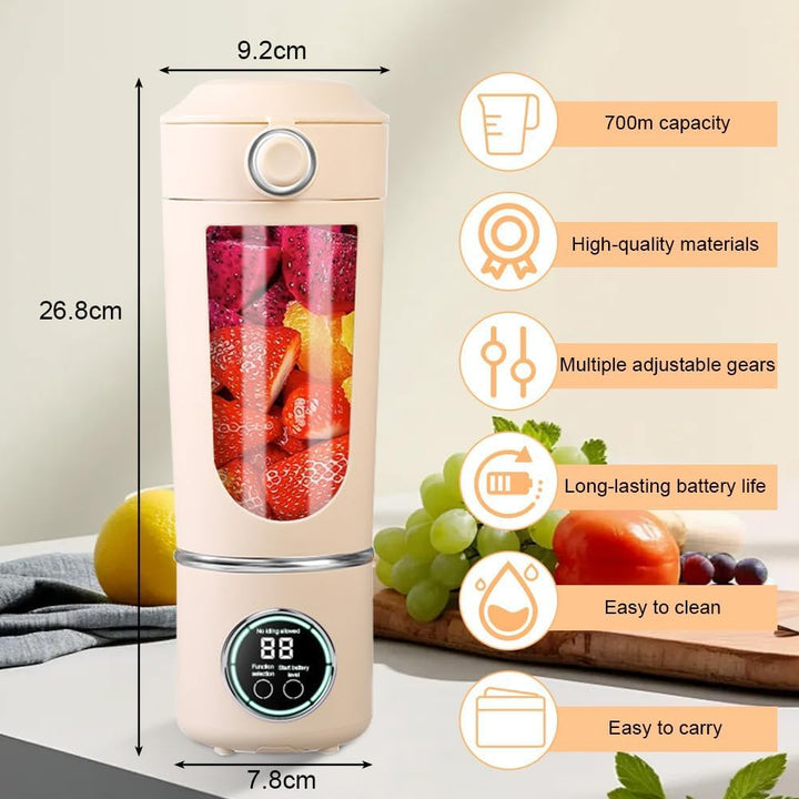 Tragbarer Mixer, 700 ml Mixer Smoothie, Mini-Standmixer mit 12 Edelstahlklingen und Digitalanzeige,