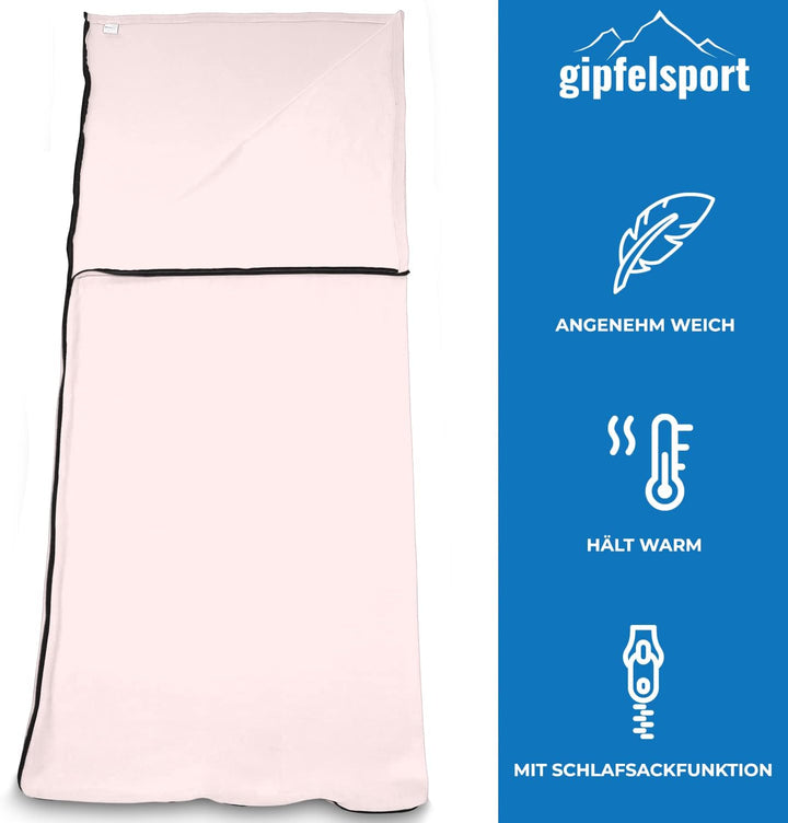 gipfelsport Mikrofaser Fleece Decke mit Schlafsackfunktion I Grösse 185 x 150cm, ca. 690 g I Microfa