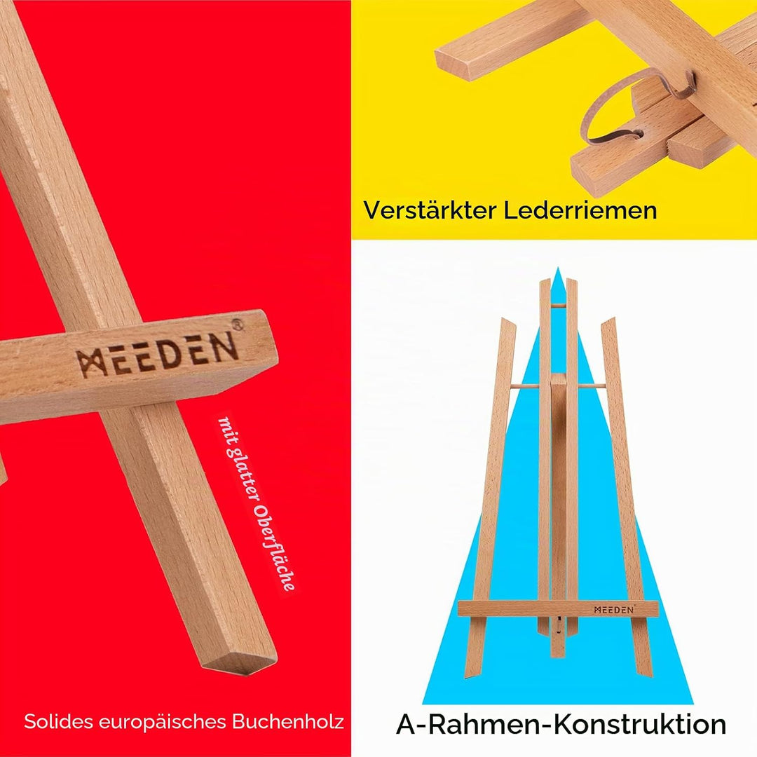 MEEDEN 6 Stück Tischstaffelei Holz, 50 cm Display Staffeleien, Kinder Staffelei Tisch, Bild Ständer