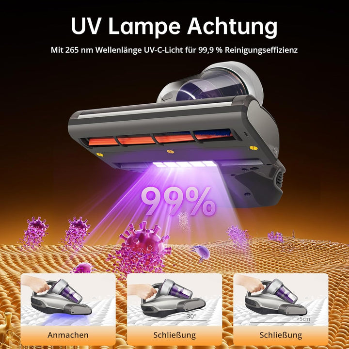 Jimmy JV35 Milbensauger für Matratzen mit UV-licht 700W Leistung, Heisser Wind Funktion, Doppelter Z
