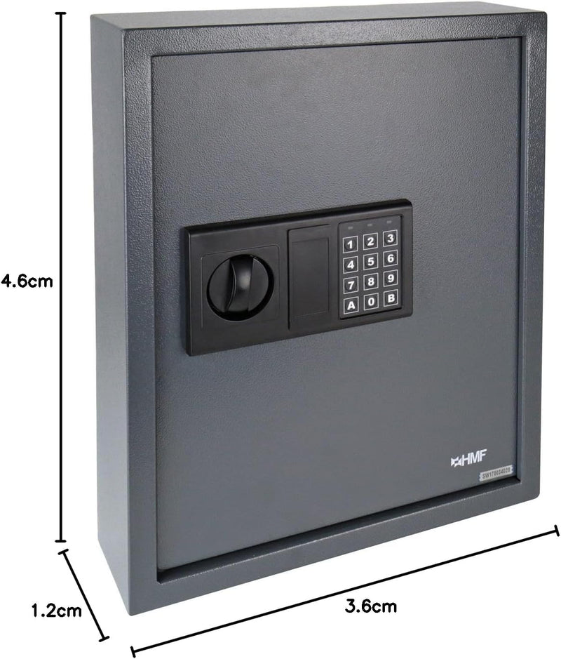 HMF 2071-11 Schlüsseltresor mit Elektronikschloss | 71 Haken | 46 x 36 x 12 cm | Anthrazit 71 Haken