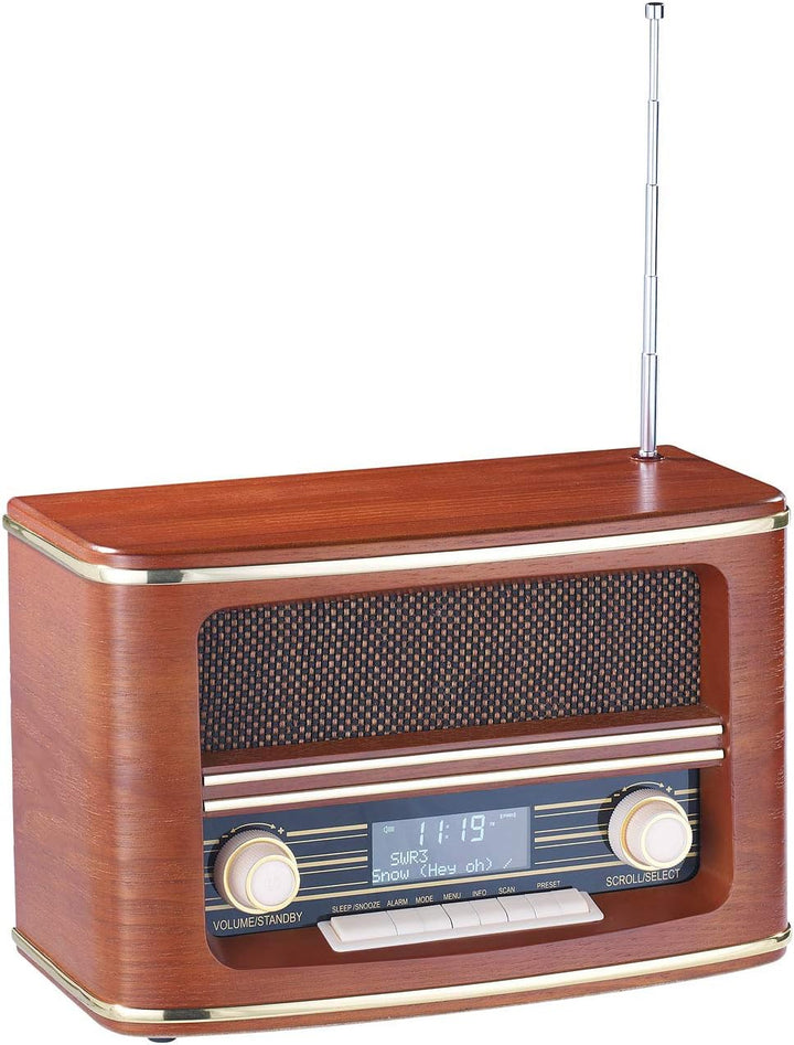 auvisio Retro Radio: Digitales Nostalgie-Stereo-Radio mit DAB+, Bluetooth 5.0, FM & Wecker (DAB Retr