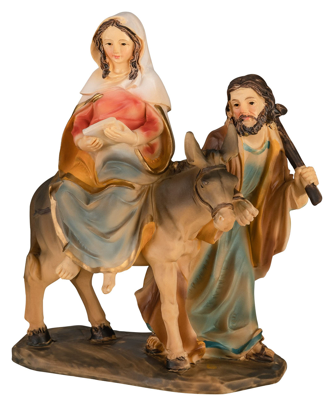 Krippenblock Herbergssuche/Krippenfiguren Maria und Josef auf Esel aus der Suche nach Einer Herberge