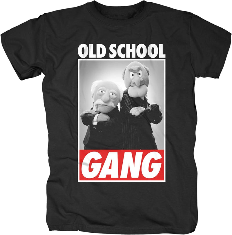 Muppets Herren T-Shirt Old School Gang Waldorf & Statler Baumwolle schwarz - S