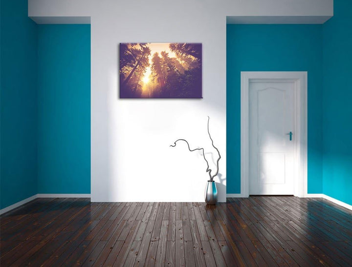 Blick in die Baumwipfel, Format: 100x70 auf Leinwand, XXL riesige Bilder fertig gerahmt mit Keilrahm