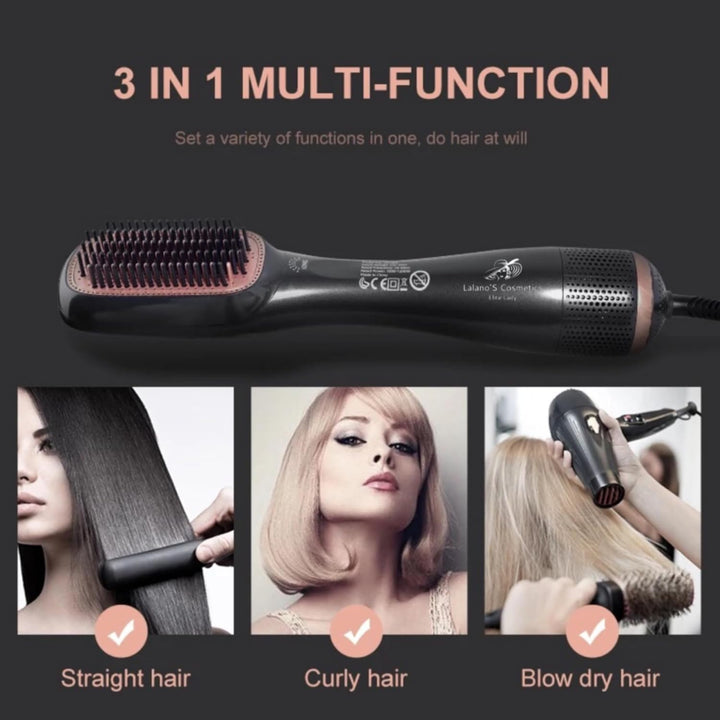 Lalano`S Cosmetics 3-in-1 Profi-Haartrockner &amp; Glättbürste, 1200 W, Keramik-Ionen-Technologie, 3 Tem