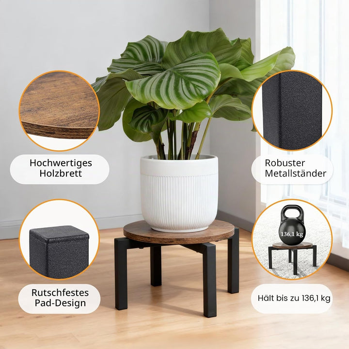 Vigordream Pflanzenständer für den Innenbereich, robuster, stabiler Metall-Pflanzenhalter, Holz-Pfla