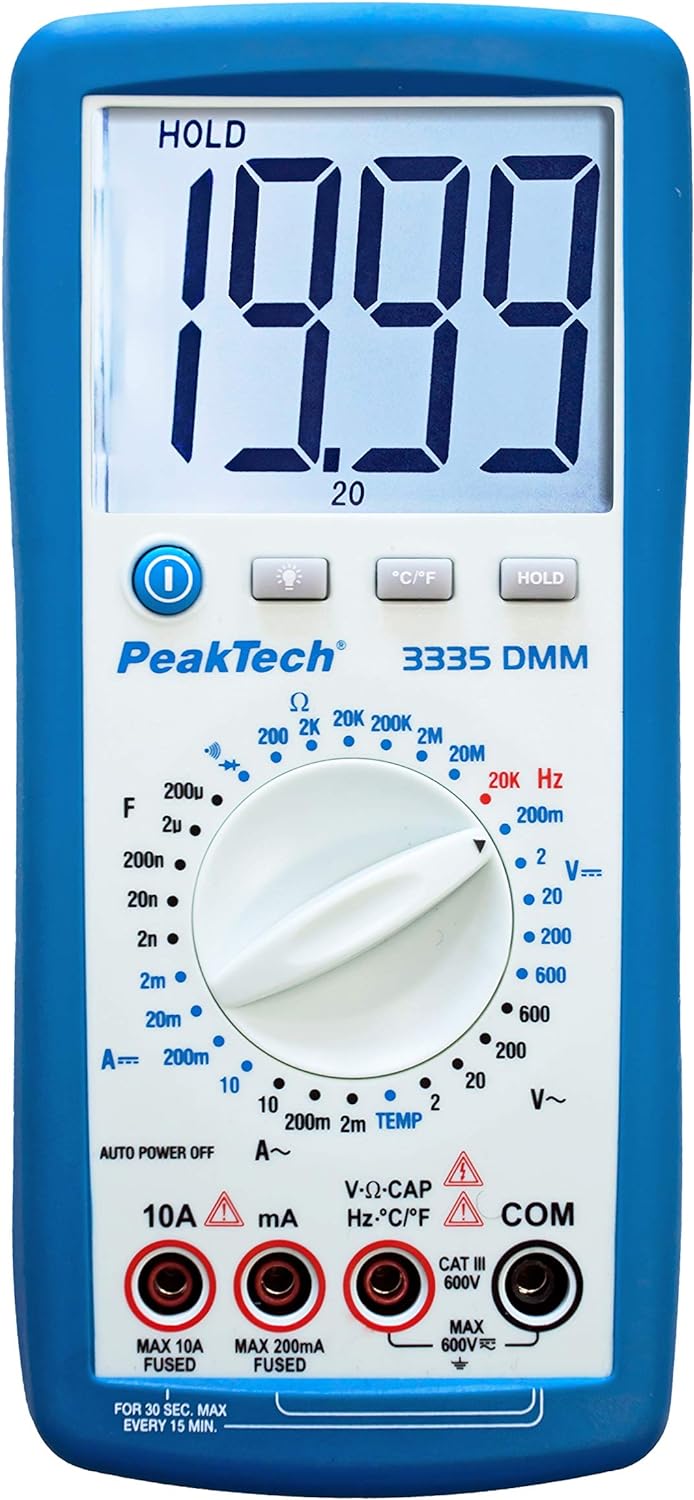 PeakTech Digitalmultimeter, 3 1/2 stellig Extra grosser LCD-Bildschirm - 2.000 Counts Single, Extra