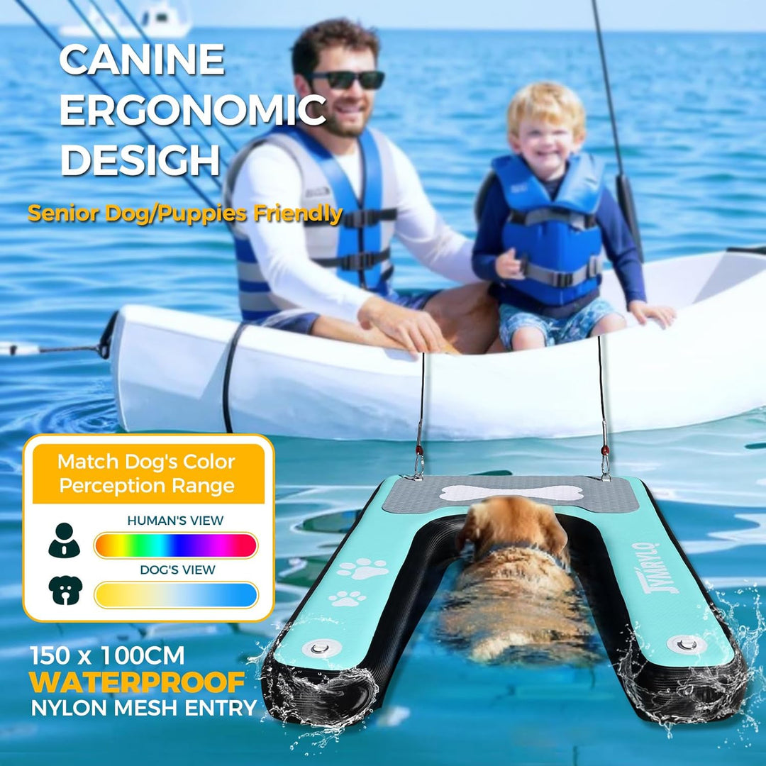 Hunde Wasserrampe Aufblasbare Hunderampe Pool 150x100cm Hundeboot Schwimminsel für Hunde Katzen bis