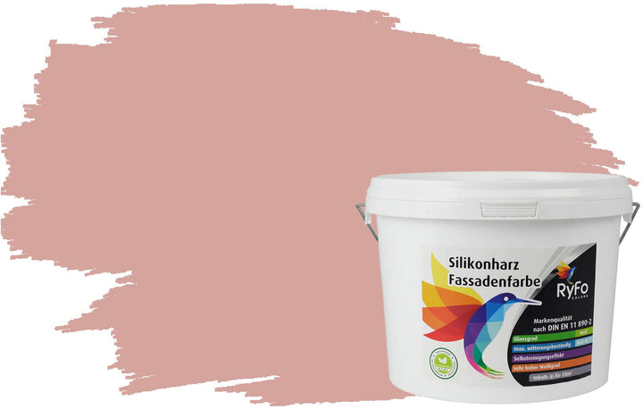 RyFo Colors Silikonharz Fassadenfarbe Lotuseffekt Trend Lachsrot 3l - bunte Fassadenfarbe, weitere R