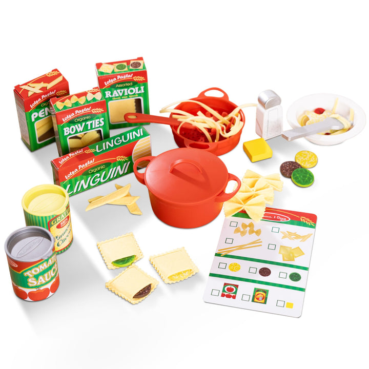 Melissa & Doug Pasta Spielset - 50+ Teile inklusive verschiedener Spiel-Nudelsorten aus Filz, Töpfe
