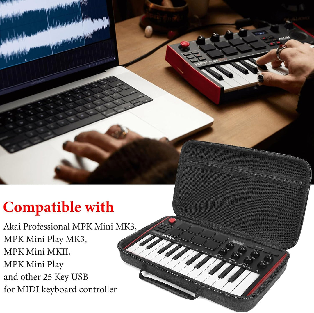 Linkidea Hartschalenkoffer kompatibel mit Akai Professional MPK Mini MK3 – 25 Tasten, ultra-tragbare