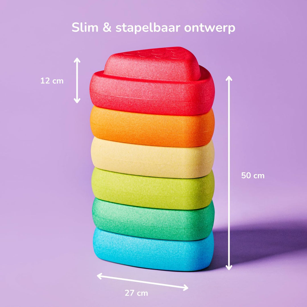 Nattou Blocky Balancesteine für Kinder - Stapelbare Spielsteine - Rutschfestes Sensorisches Spielzeu