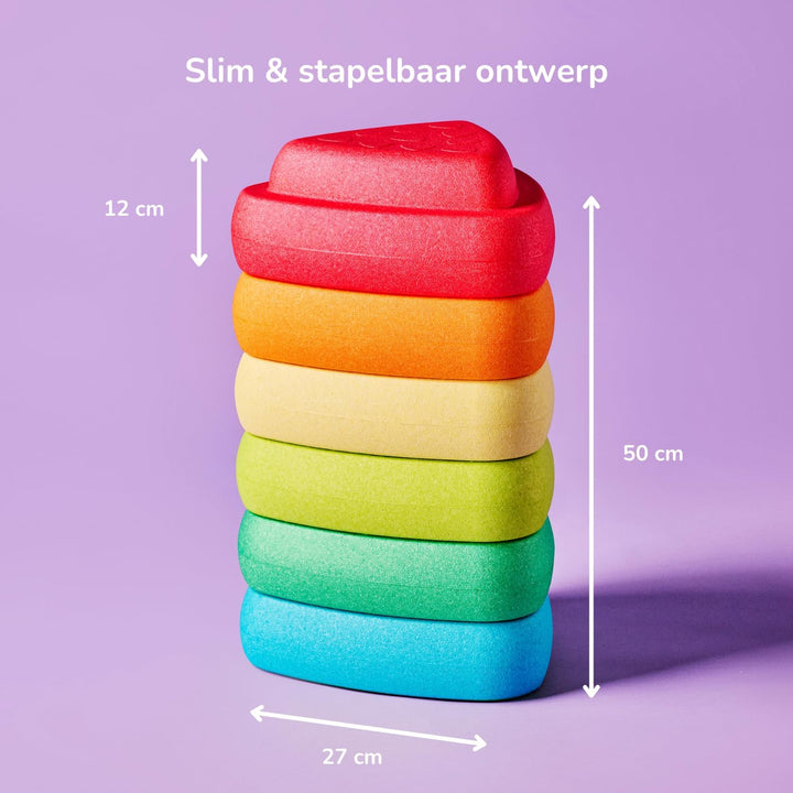 Nattou Blocky Balancesteine für Kinder - Stapelbare Spielsteine - Rutschfestes Sensorisches Spielzeu