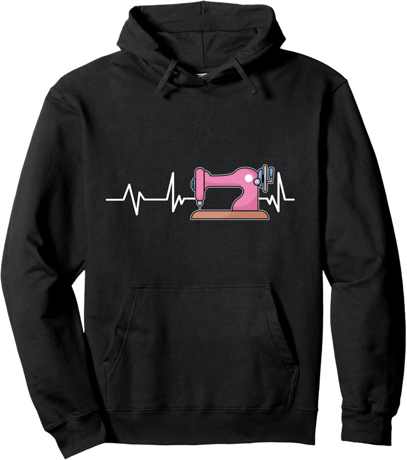 Retro Nähmaschine Herzschlag Kanalisation Geschenk Nähen Pullover Hoodie