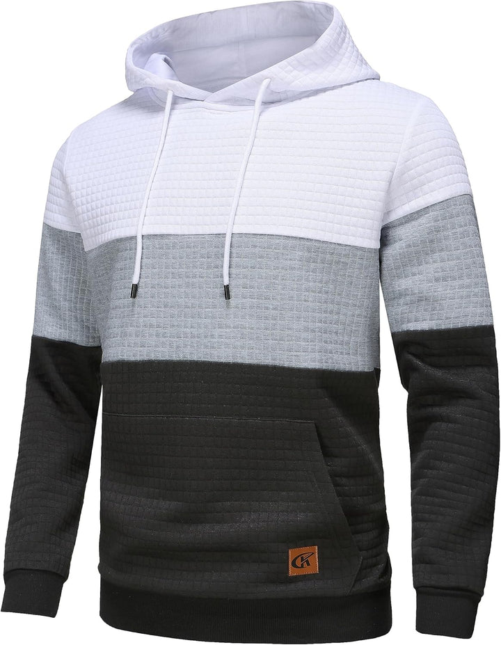 YuKaiChen Herren Pullover Herren Patchwork Hoodie Langarm Jacquard Kaputzenpullover Farbblock Sweats