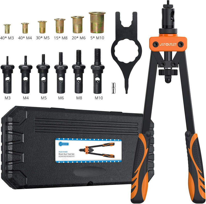 AUTOUTLET Nietmutternzange Set, 14" Profi Nietzangen Nietmutterzange mit 6 Austauschbare Dorne M3 M4