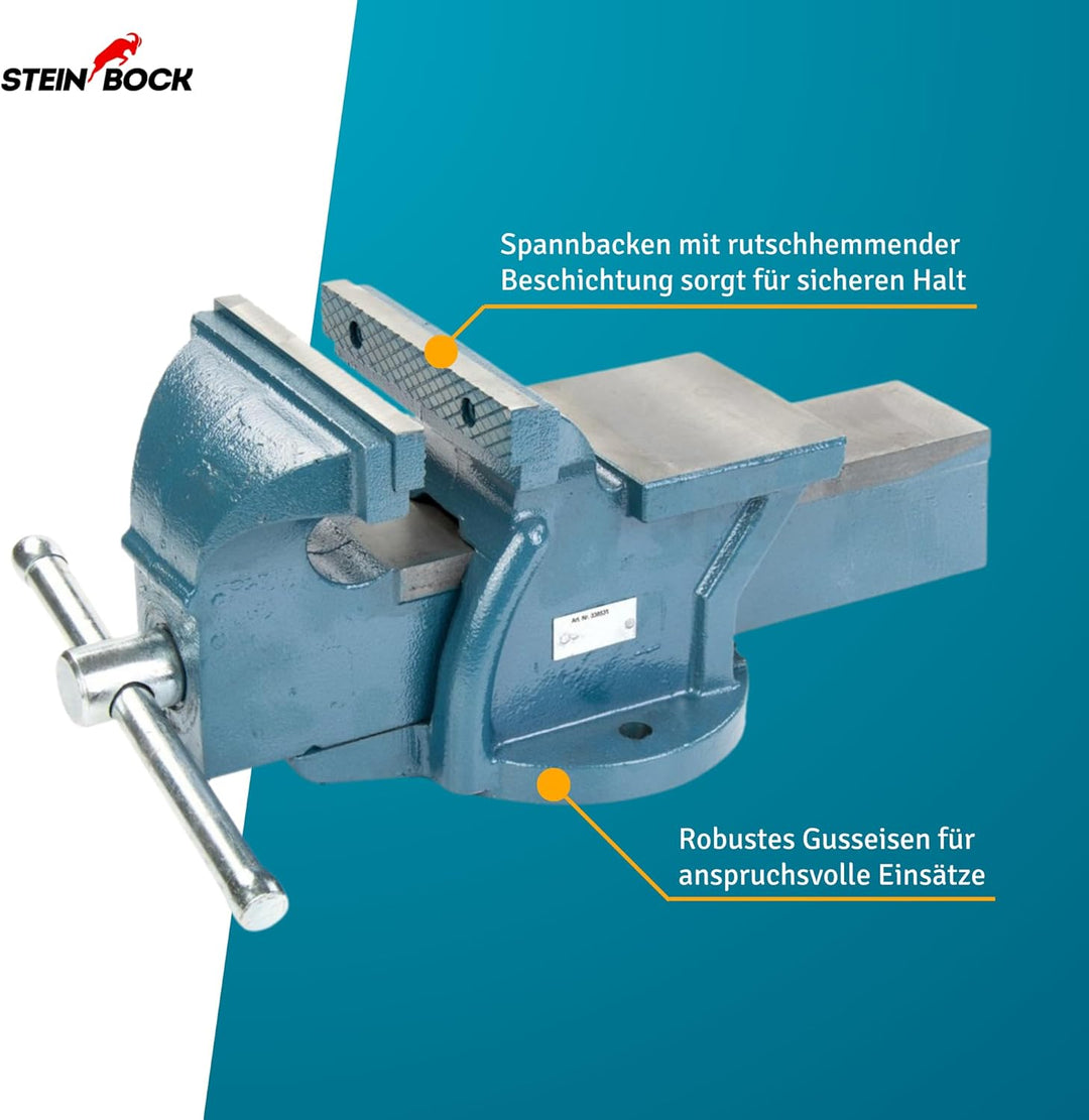 Steinbock Schraubstock | feststehend | 150 mm Backenbreite | 174 mm Höhe | 160 mm Breite | 415 mm Lä