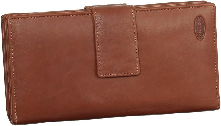 Luxus Leder Damen Geldbörse Portemonnaie Geldbeutel XXXL mit Reissverschluss 18,5 cm Farbe Braun, Br
