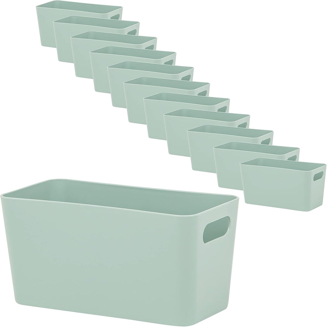 12x Ordnungsboxen - 10 cm hoch - grün - 20x10x10cm - 1,4 Liter - Ordnungskorb - Schubladenorganizer