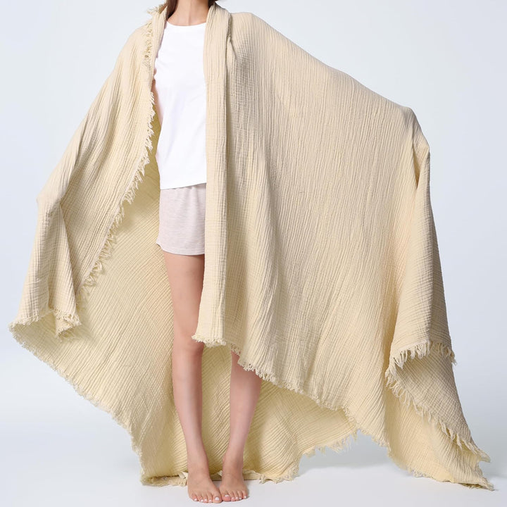 R.SHARE 100% Baumwolle Musselin Decke 150x200cm, 4-lagige Atmungsaktive Weiche Baumwolldecke Sommerd