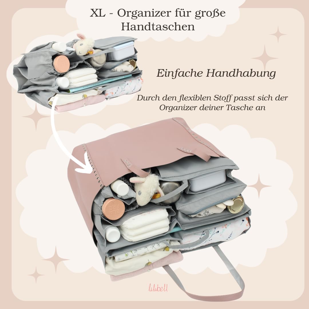 lilibell Wickeltasche Granda - Grosse Babytasche Taschenorganizer Innentasche Baginbag Inlett für di